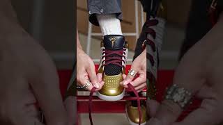 Let me think about how to lace Zoom Kobe 4 Protro Gold Medal🤨. #shoelacestyle #shoelace #nike #kobe4