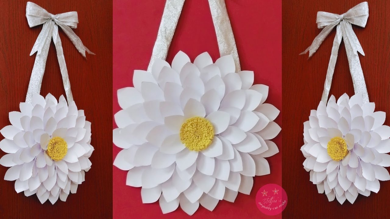 EASY PAPER FLOWER WALL HANGING / WREATH | Paper DAISY DOOR HANGING | HOME DECOR