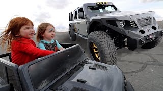 the MONSTER TRUCK is BACK!!!!  mini jeep surprise for Adley & Niko! thanks Jenny & Spacestation ❤