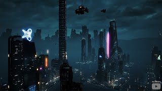 ASMR Cyberpunk Future City Aerial Sound Music Ambience 7 Hours 4K - Sleep Relax Focus Chill Dream screenshot 5