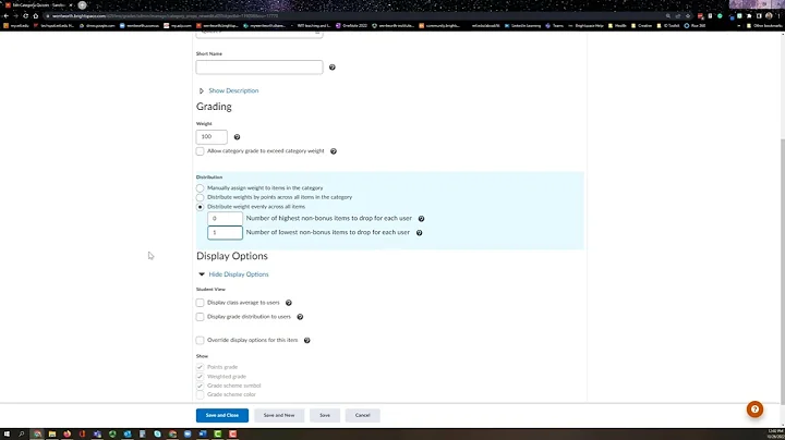 How to set up Brightspace to drop the lowest score