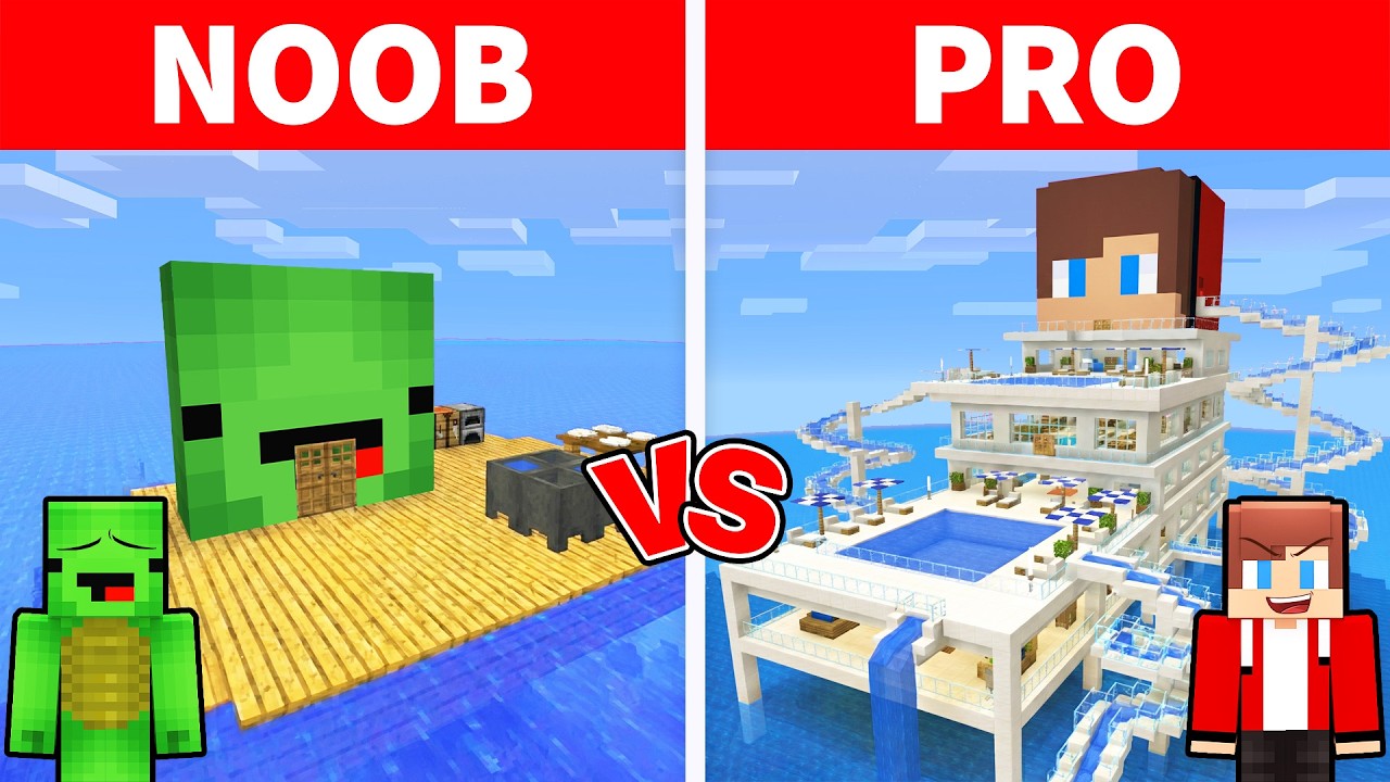 Mikey & JJ - NOOB vs PRO: Sea House Battle in Minecraft (Maizen)
