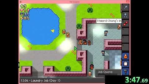 The Escapists Center Perks PC Any% Current Patch (V 1.23) Glitchless Speedrun (11:15.04)