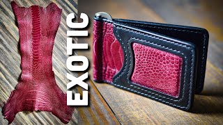How To Make A Handmade Wallet Using EXOTIC LEATHER - Leather Craft Tutorial