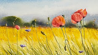 Beginner-friendly Watercolor Tutorial: Painting A Dreamy Poppy Field