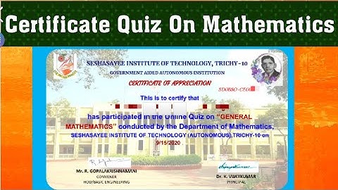 Mathematics Quiz With Certificate l Free Certificate Quiz l Math Quiz l Online Mathematics Quiz