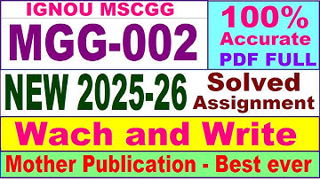 MGG 002 solved assignment 2025-26 in English || mgg 002 solved assignment 2026 || ignou mgg2