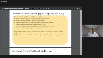 Webinar on “Overview of Forensic Accounting and Investigation Standards” - 17032023