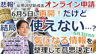 【悲報】6月5日再開の雇用調整助成金オンライン申請は使えない！？「損しない意思決定」をするために最新情報を社労士が整理しました。