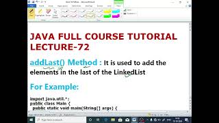 JAVA LECTURE - 72| addLast() Method In LinkedList| Add Item In Last(@EnhanceCodeLearning