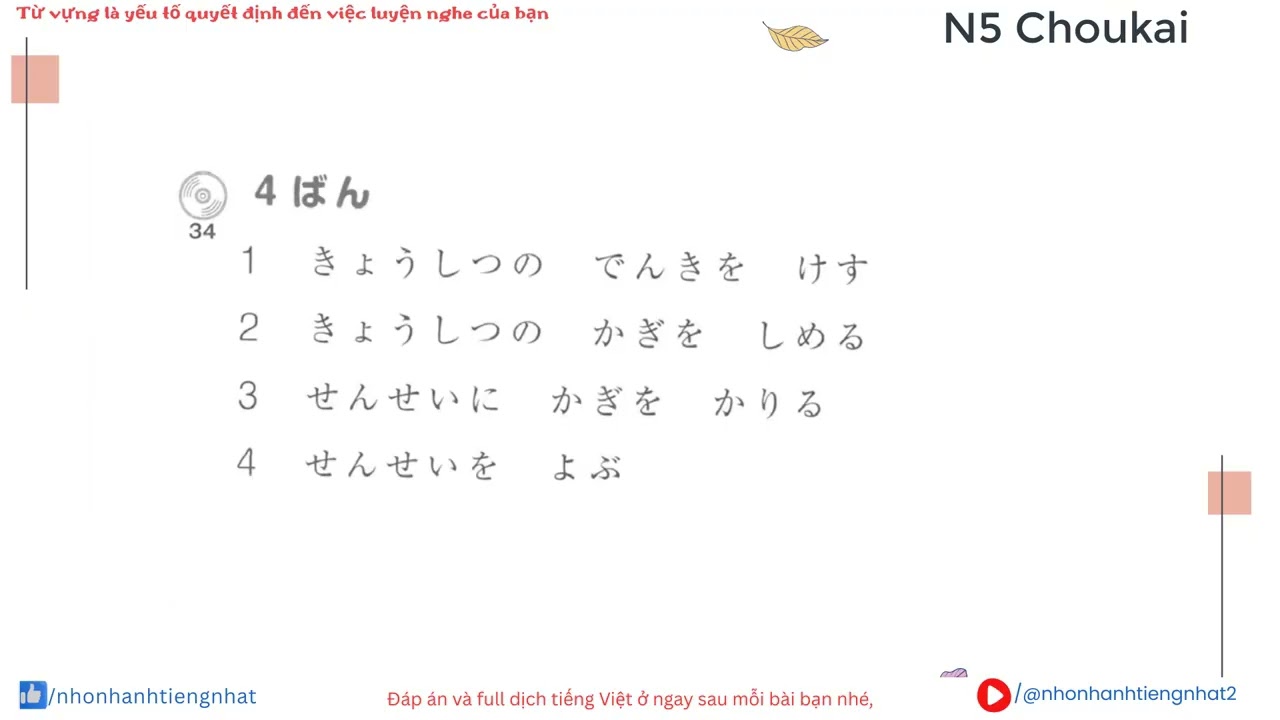 Chinh Phục Choukai N5: Luyện Nghe Sát Đề Thi Thật (Có Đáp Án) - Part 2