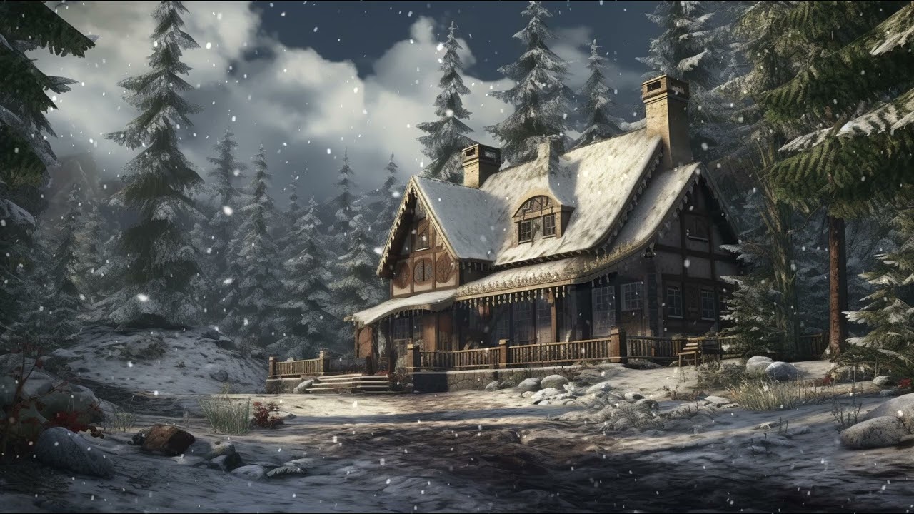 A lonely snow covered cottage from blizzard - Smooth Winds - Ambience Sleep