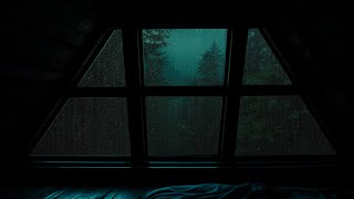 11 Hours - Heavy Rain on Old Window | Enjoy a Sleep Well Night in Bedroom Overlooking Pine Forest