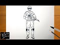 How to draw a military soldier