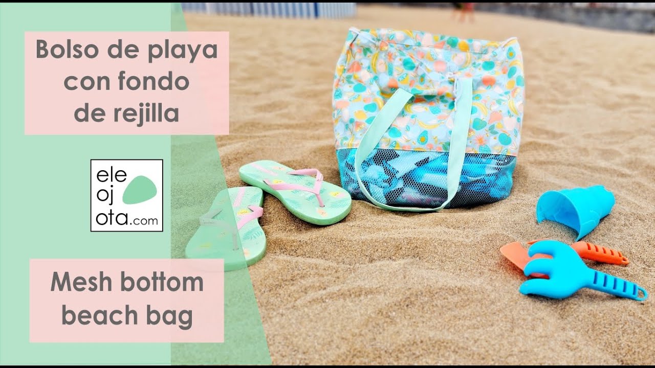 Bolso de playa con fondo de rejilla | ELEOJOTA00 | TUTORIAL COSTURA