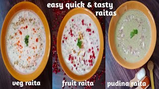 3 unique RAITA recipes ~ easy quick & tasty | मिनटो में ३ तरह का रायत तैयार | Indian yogurt dishes