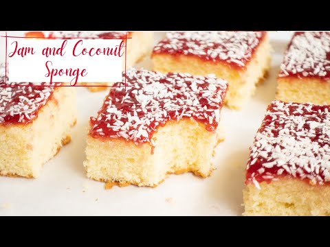 Jam And Coconut Sponge Tray Bake | Tips For Getting A Light And Fluffy Sponge!