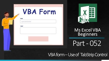 MsExcel VBA Beginners Part 052  VBA form - Use of TabStrip Control