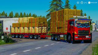 Drive a tractor trailer to transport hay to the cow farm!!! Farming simulator 19 game screenshot 5