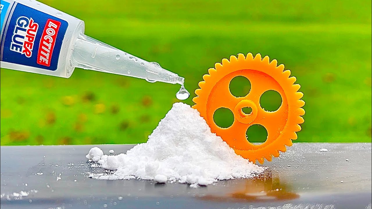 ⁣Super Glue and Baking soda! Pour Glue on Baking soda and make gear wheel