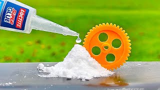 Super Glue and Baking soda! Pour Glue on Baking soda and make gear wheel