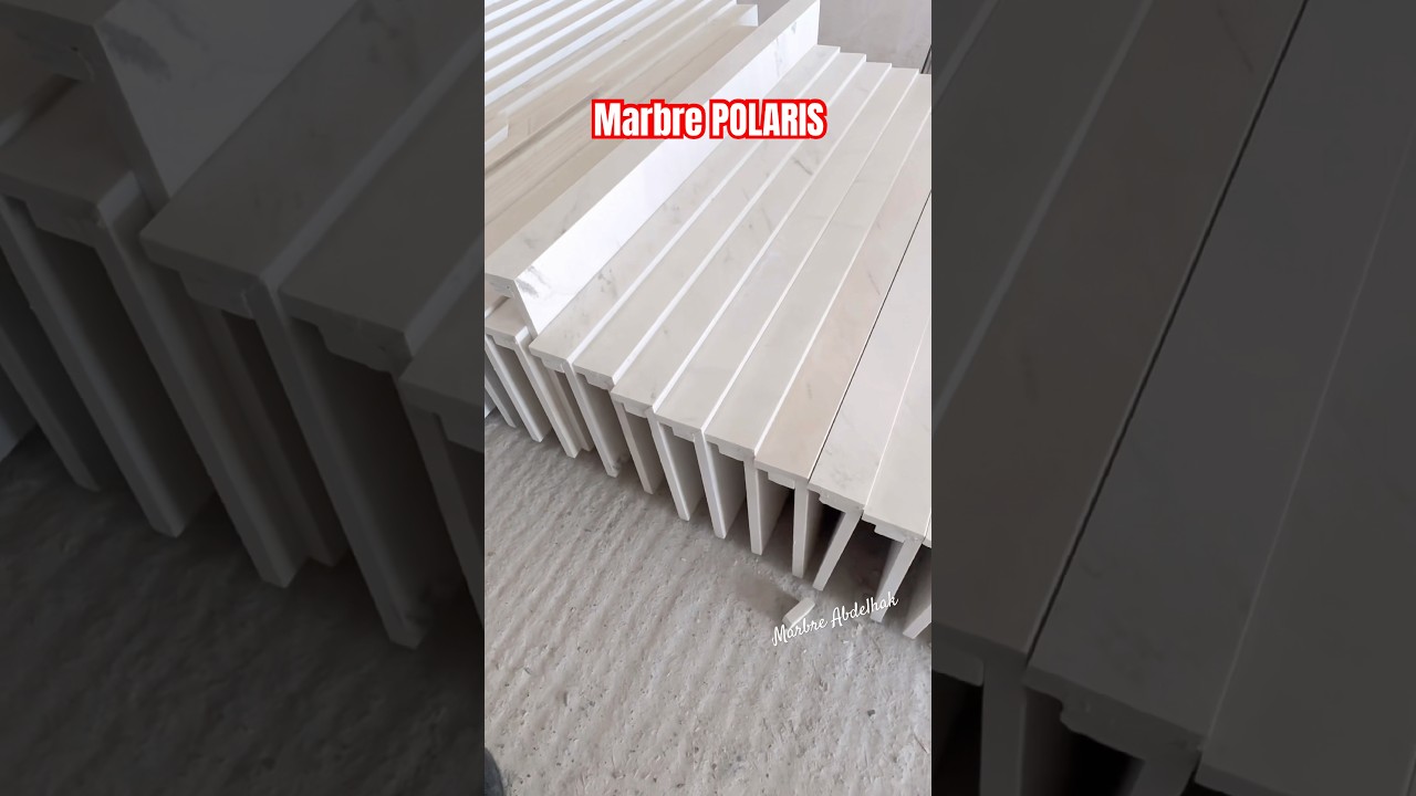 Escaliers en marbre blanc POLARIS finition angle 45&deg; degr&eacute;