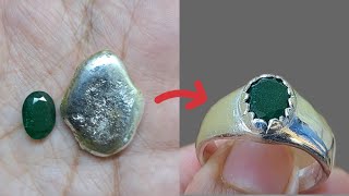 silver ring making | emerald stone ring | handmade