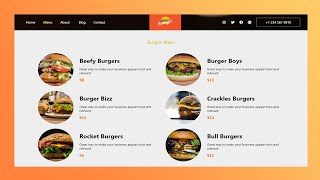 Burger Restaurant Menu Page Part 2 Using HTML and CSS