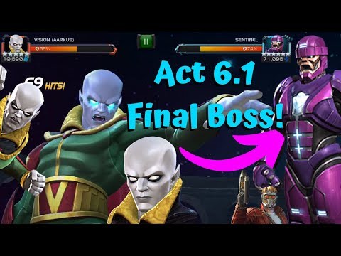 Vision Aarkus vs Act 6.1 Final Boss Sentinel! – Marvel Contest of Champions
