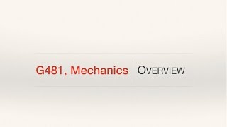 G481 Mechanics Overview: Lecture 3