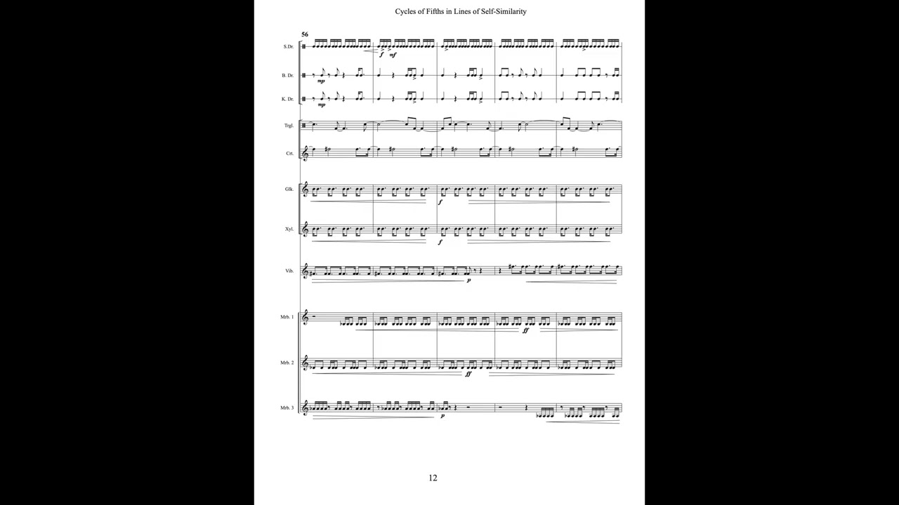 Cycles of Fifths in Lines of Self Similarity~percussion ensemble; (video score)