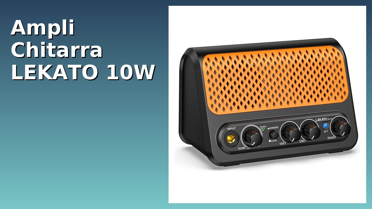 Mini Amplificatore Per Chitarra LEKATO 5W Ricaricabile – Bluetooth 5.0, Effetti Clean/Overdrive, Portatile Con Batteria 1.5-6h, Arancione
