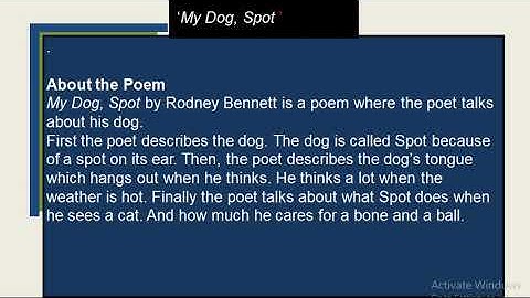 Class 2 English Reader Chapter-My dog  ,Spot Introductory Video By Anuradha Chatterjee