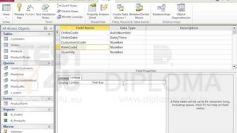 Set the display control of the ItemCode field in the Orders table as List Box. Make sure the Row...