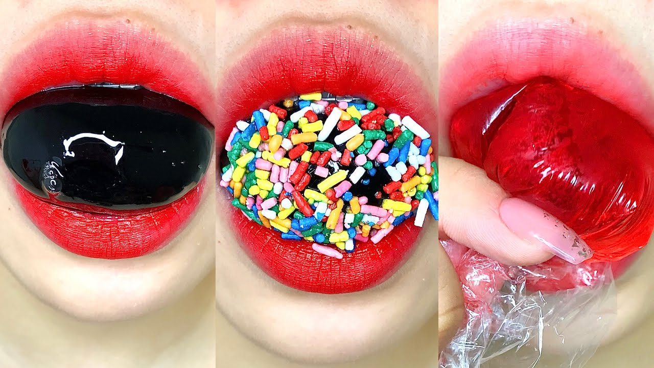 asmr TIKTOK FRUIT JELLY KYOHO JELLY GRAPE PEACH JELLY WATER EDIBLE TAPE