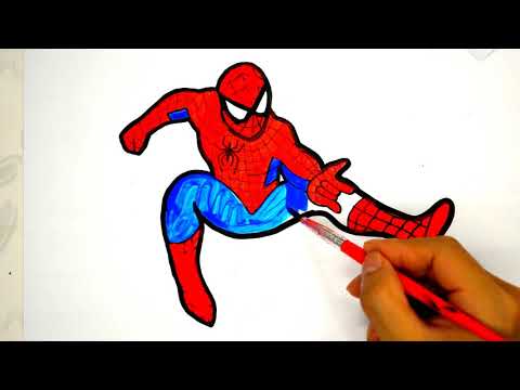 Vẽ và Tô Màu Siêu Nhân Người Nhện - How to draw SPIDER MAN Drawing and Coloring Pages for Kids