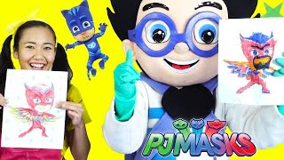 Learn How To Color With PJ Masks | Learning Colors with Ellie Sparkles and Romeo
