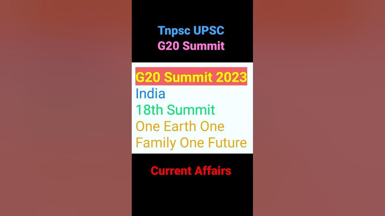 G20 Summit 2023 India Host Current Affairs Tnpsc UPSC Summits Tnpsc