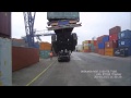 Truck lifted up at container dock