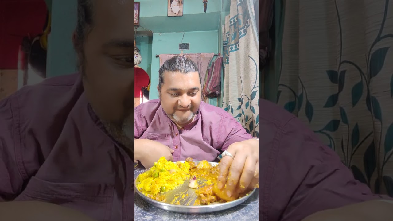 কষা মাংস আর বাসন্তী পোলাউ  | Mutton curry & Polau | Eating Show | Non Veg Thali 