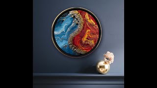 Fire and Ice: Dueling Dragons Fluid Art Acrylic