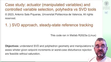 Controlled/manipulated variable selection for setpoint tracking, SVD, Matlab example (1)