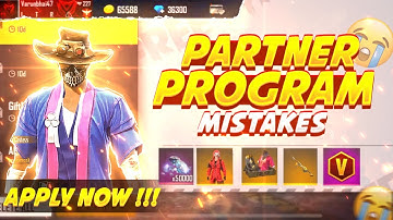 FREEFIRE PARTNER PROGRAM MISTAKES 🤯 | HOW TO JOIN FREEFIRE PARTNER PROGRAM | NO YOUTUBE CHANNEL 🚫
