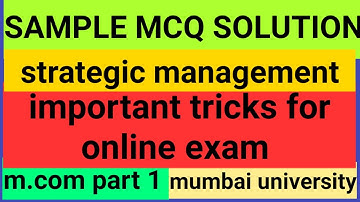 sample mcq of strategic management | important tricks | study material pdf | mumbai university |