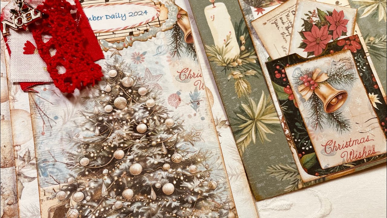 Part 3 - making FABRIC DANGLES for my Christmas December Daily Tag Journals. 