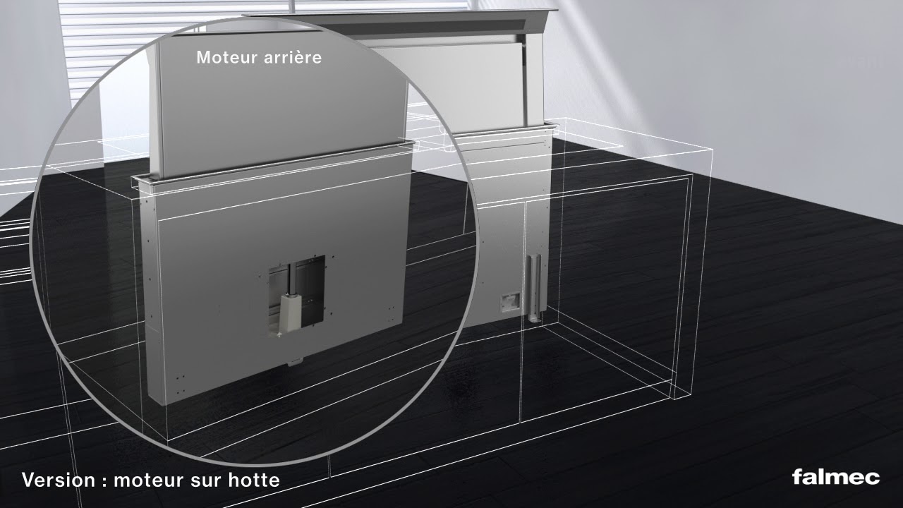 FALMEC hotte plan de travail aspirante DOWNDRAFT 1300 m3/h NOIR 120 cm -  Amoble Design