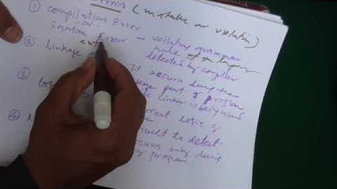 types of errors (syntax,linkage,logical and run time errors)