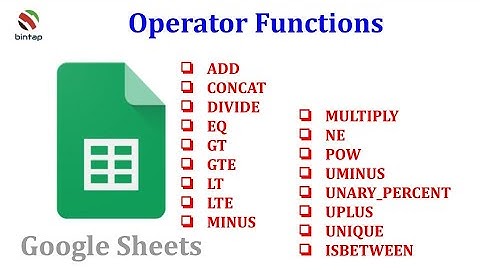 Google Sheets: Operator Functions ADD,CONCAT,DIVIDE,ISBETWEEN