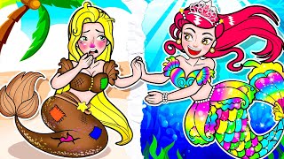 [🐾paper doll🐾] Poor Rapunzel Mermaid and Rich Ariel Mermaid Contest | LOL Surprise DIYs