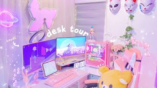 Kawaii Desk Tour  pink gaming setup + links 